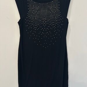 Black Sleeveless Studded Tank Dress